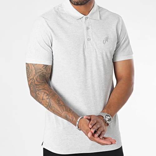Polo Manches Courtes Gris Chiné