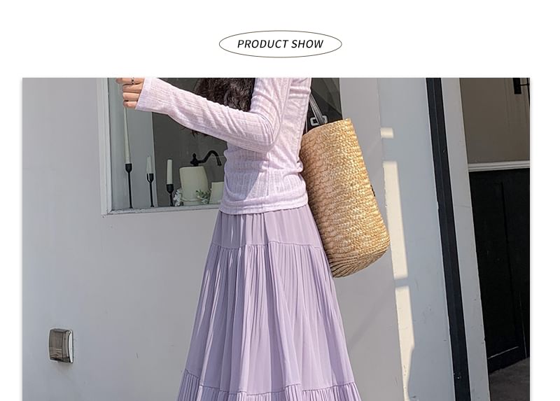 Tel tot 10 - Hoge taille effen maxi A-lijn rok