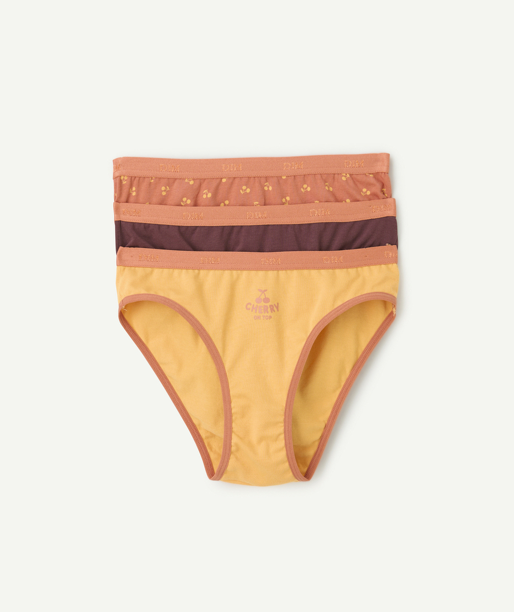 DIMlot de 3 culottes fille pocket rouge orange et marron imprimé à pois