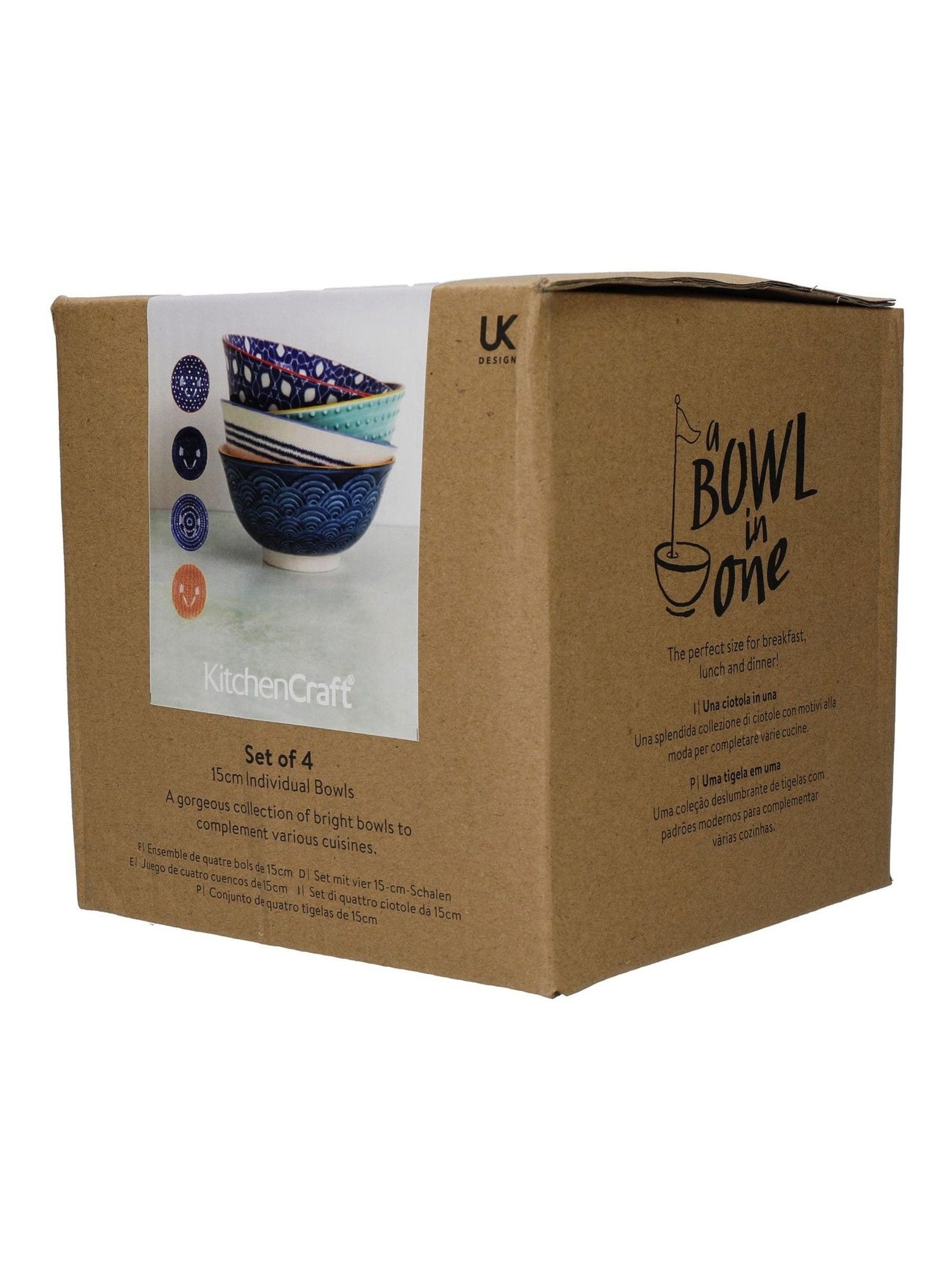 Kitchencraft Set of 4 Patterned Ceramic Cereal Bowls