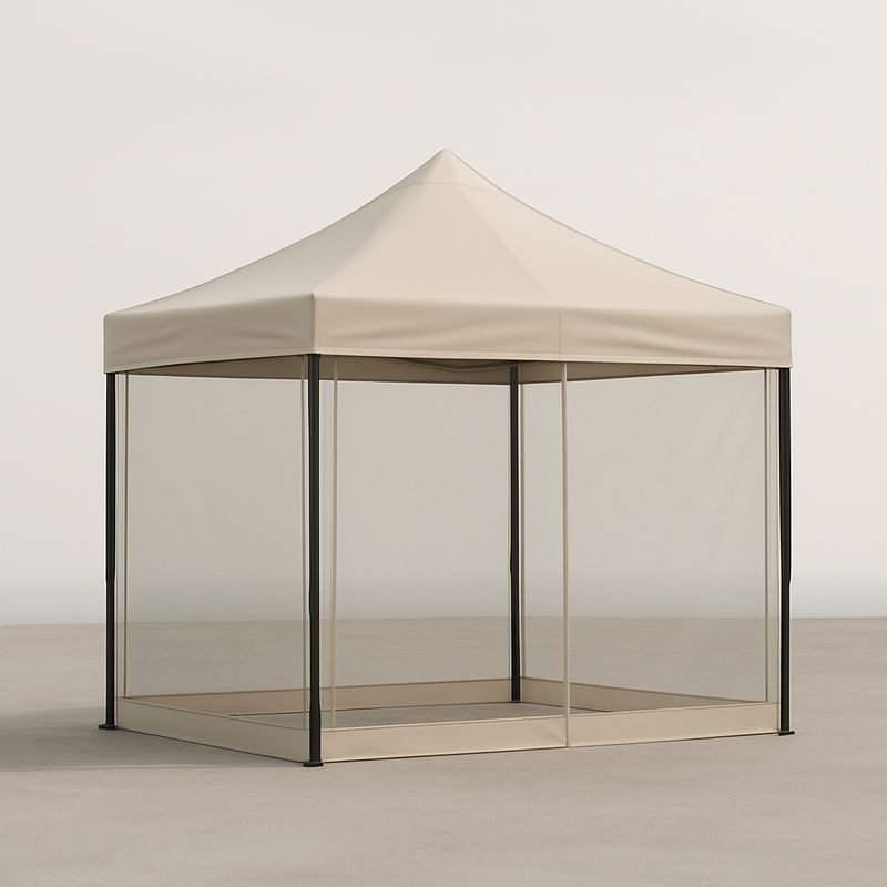 Gartenzelt, beige, Stahlrahmen, Polyester, rechteckig, 3 x 3 m