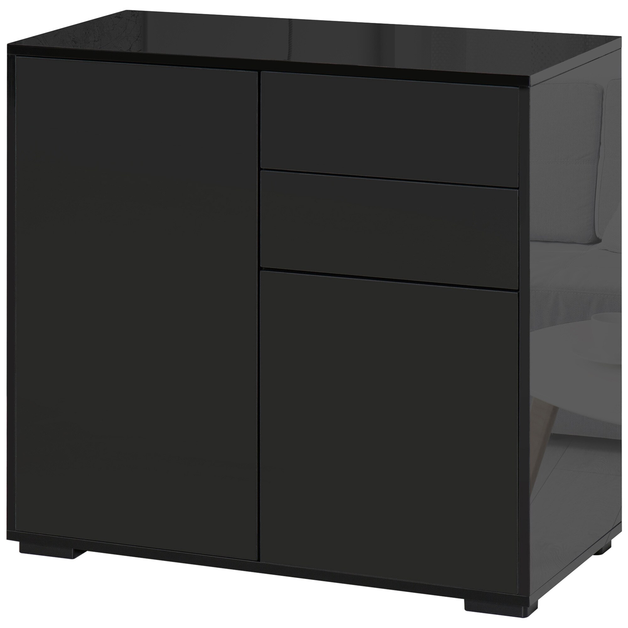HOMCOM Sideboard mit Anti-Kippvorrichtung schwarz 79L x 36B x 74H cm