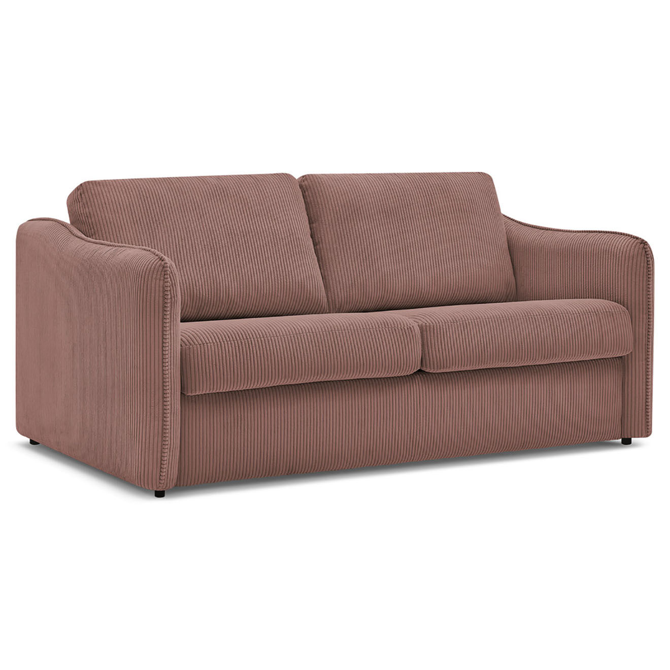 Bobochic Canapé droit convertible express en Velours côtelé 3 places Lenny rose - 178x102x89 cm