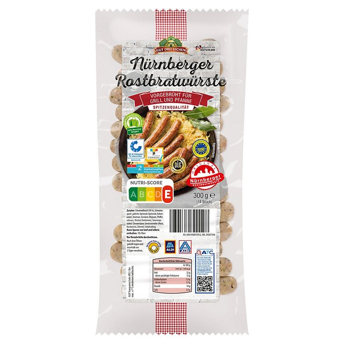 GUT DREI EICHEN Nürnberger Rostbratwurst 300 g, Klassik