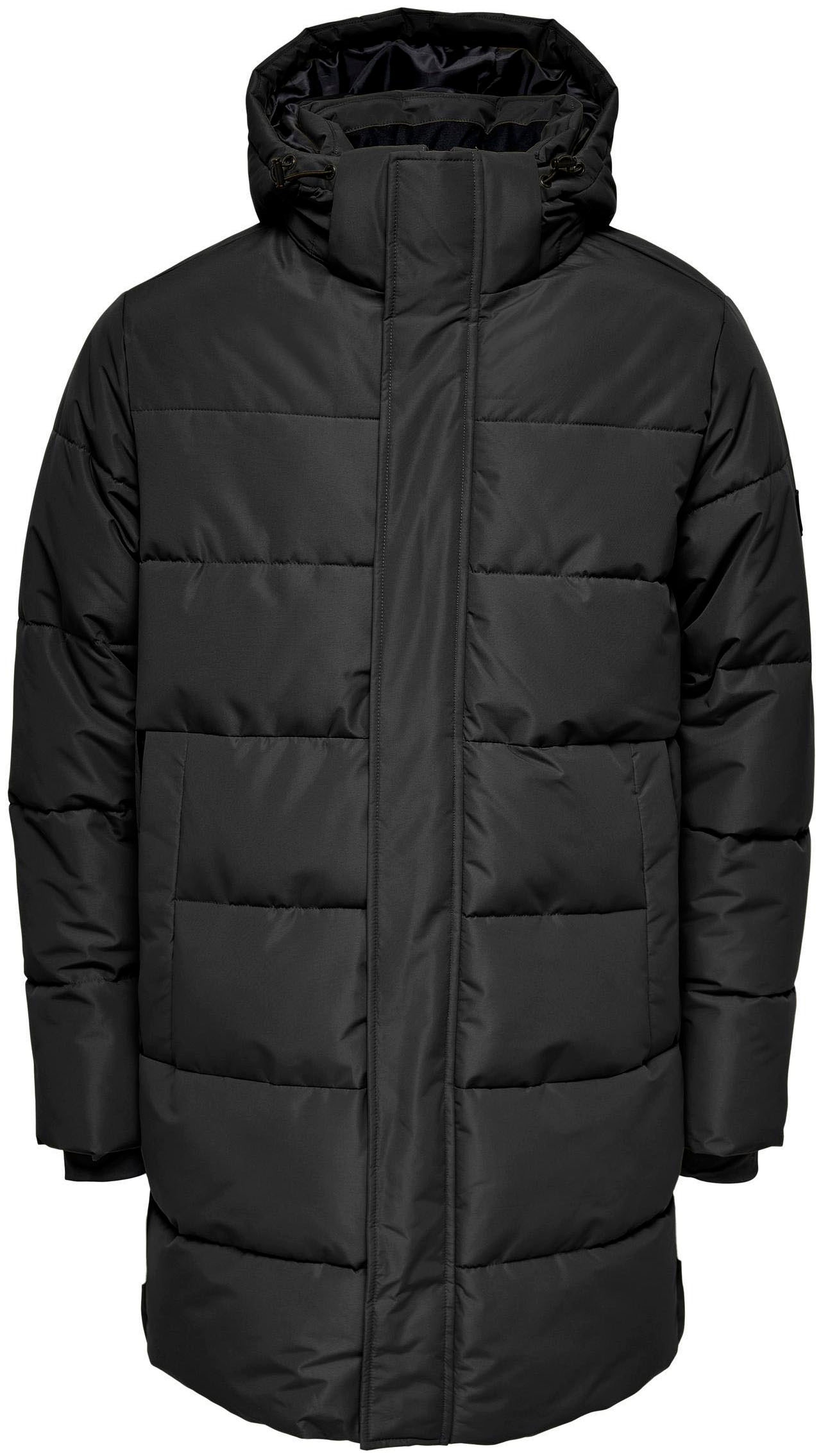 ONLY & SONS Steppjacke »ONSCARL LIFE LONG QUILTED COAT NOOS OTW« mit Kapuze