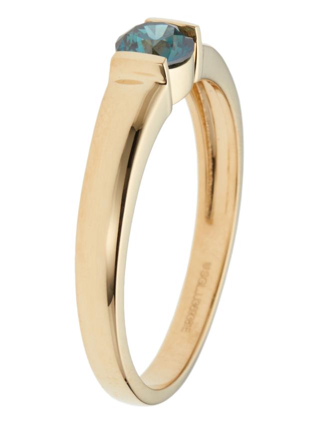 Solitär-Ring, blauer Brillant, Gelbgold 585