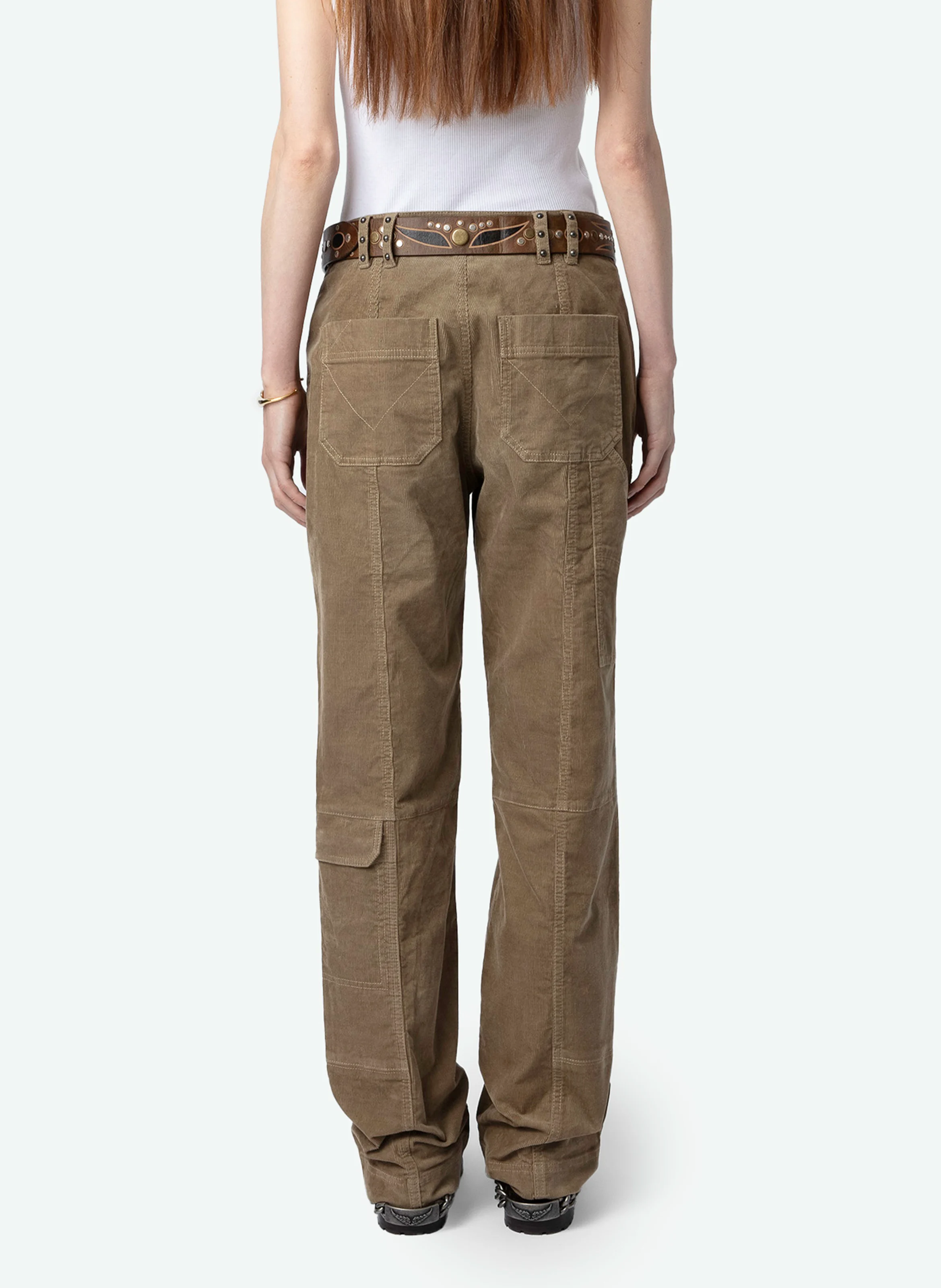 PEPPER - Pantalon large en coton bio mélangé | Beige