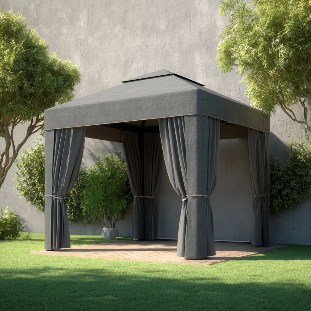 Pergola Pavillon 300x300x270 cm – Stahlrahmen – Anthrazit