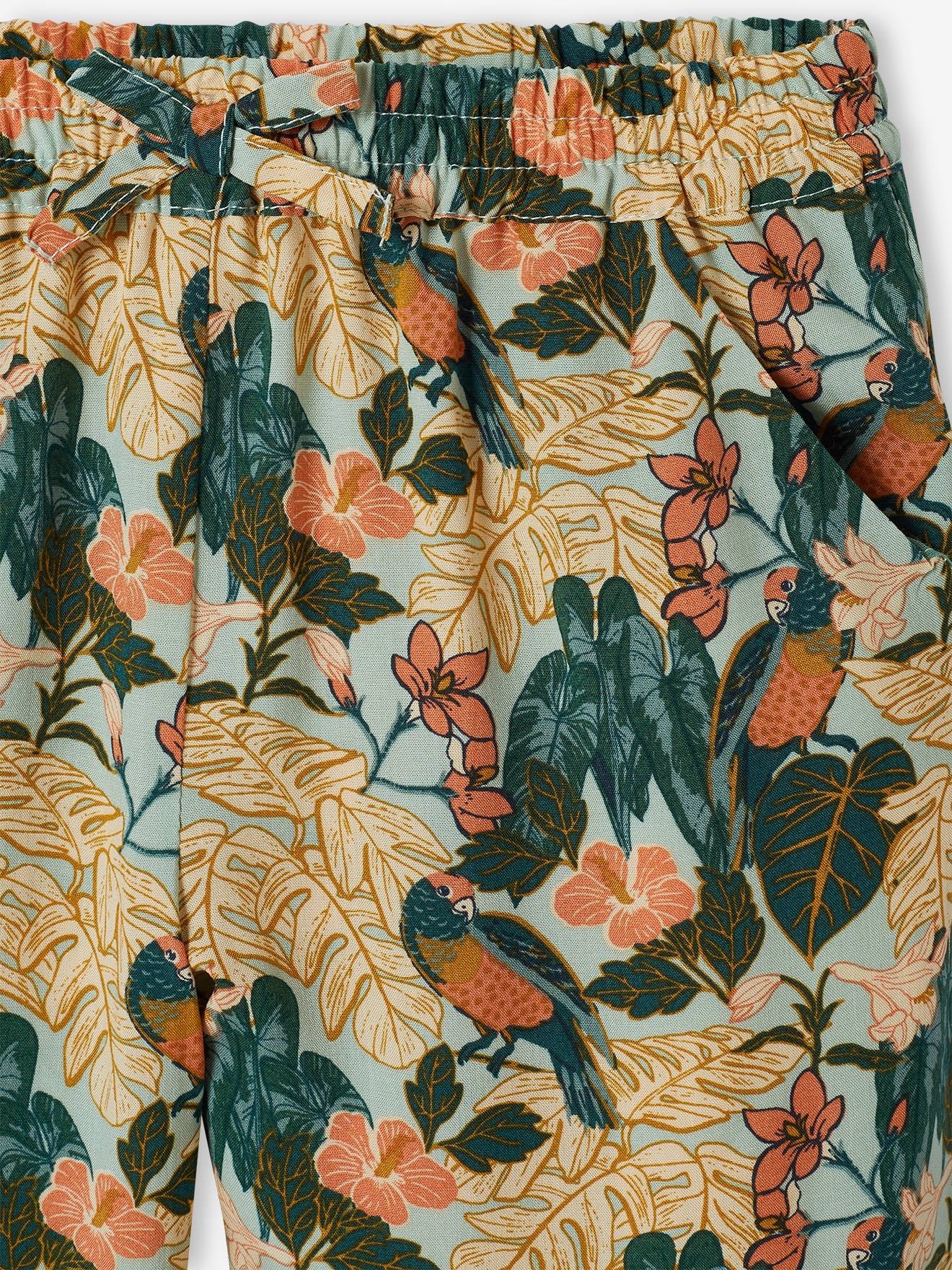 Conjunto de camiseta com nó e calça fluida estampada, para meninas, na cor amarela lisa tamanho médio.