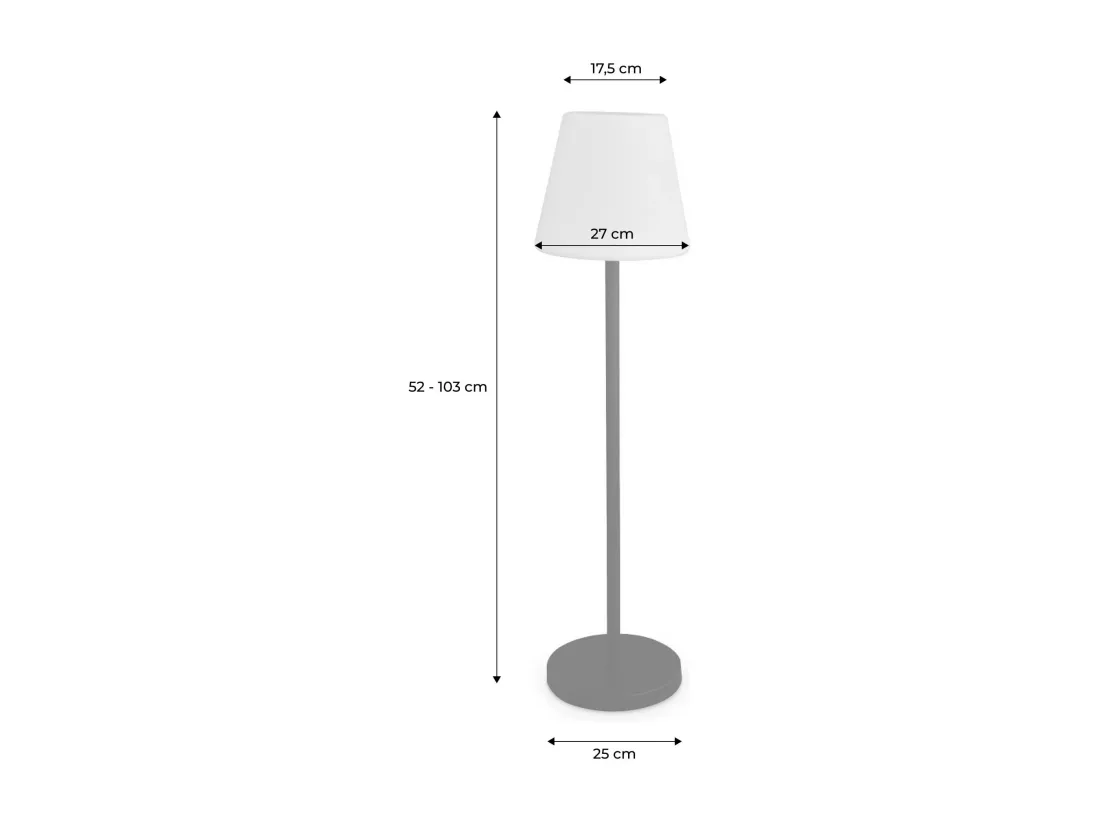 Lampadaire extérieur 100 cm LAMPADA L LED hybride . lampe multicolore sur pied. luminaire design à batterie. solaire. télécommandé