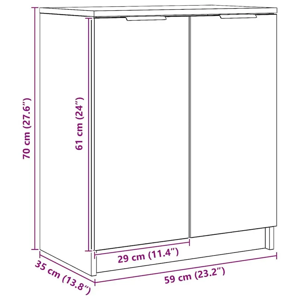 vidaXL - Schoenenkast met 2 deuren - Artisanaal eiken - Hout - 59x35x70 cm