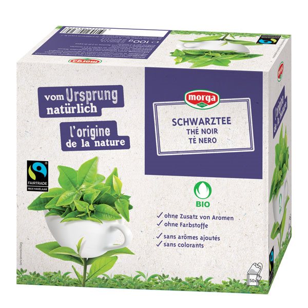 MORGA Schwarztee mit Hülle Tees Bio Fairtrade Knospe Btl 50 Stk