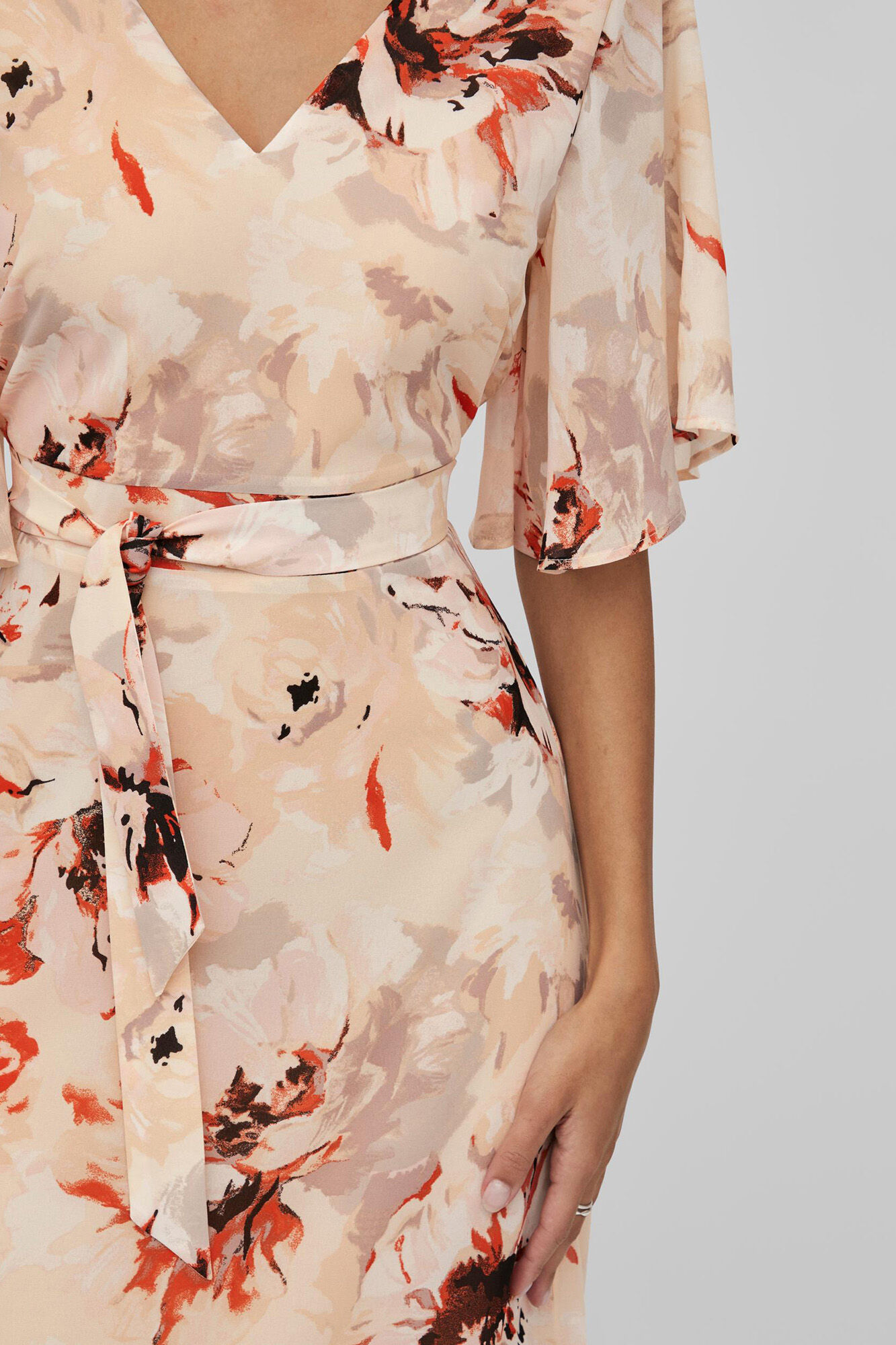 Vestido longo com mangas curtas - Rosa