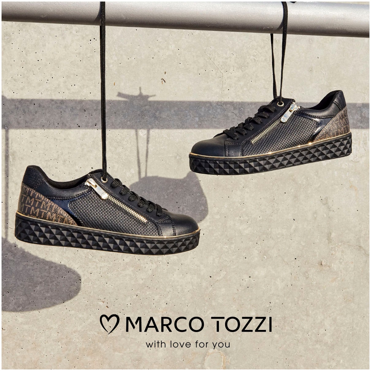 MARCO TOZZI Plateausneaker  , Freizeitschuh, Halbschuh, Schnürschuh mit seitlichem Reissverschluss