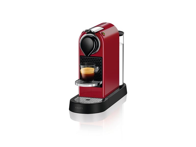 Krups Kaffeemaschine Nespresso CitiZ XN7415 Rot Elegante Kapselmaschine der Original Line mit geringem Platzbedarf