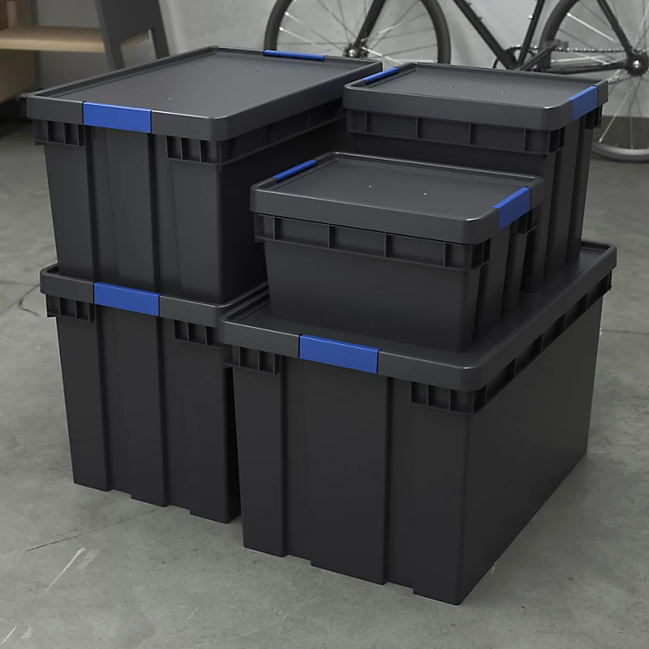 Boîte en plastique recyclé GoodHome Xago gris 68 L (XL)