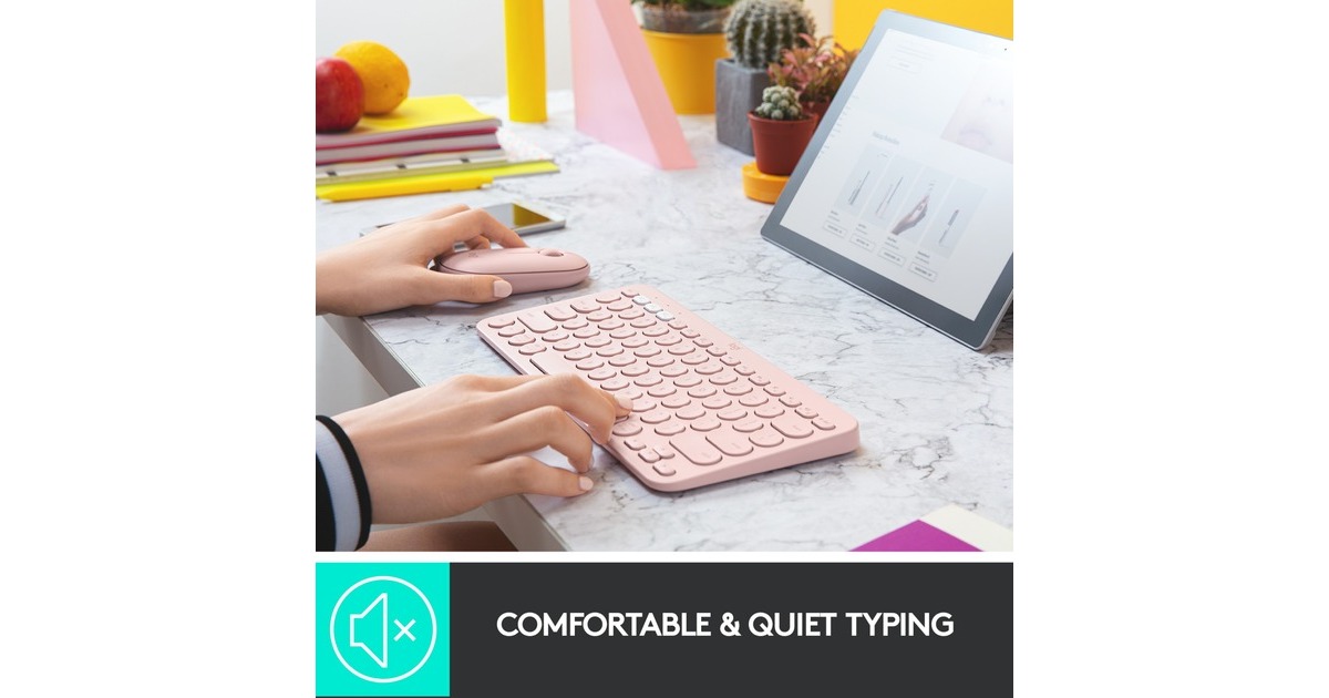 LogitechK380 Multi-Device Bluetooth Keyboard, toetsenbord  (Lichtroze, EU lay-out (QWERTY), Bluetooth 3.0)