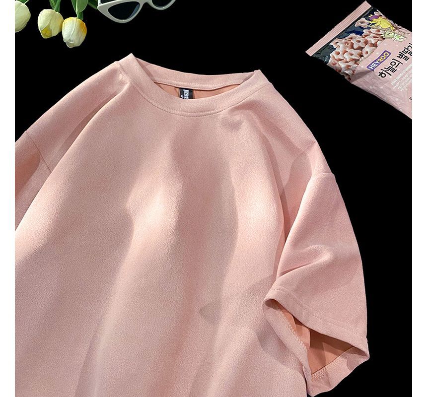 Whyessa - Effen oversized T-shirt met korte mouwen en ronde hals