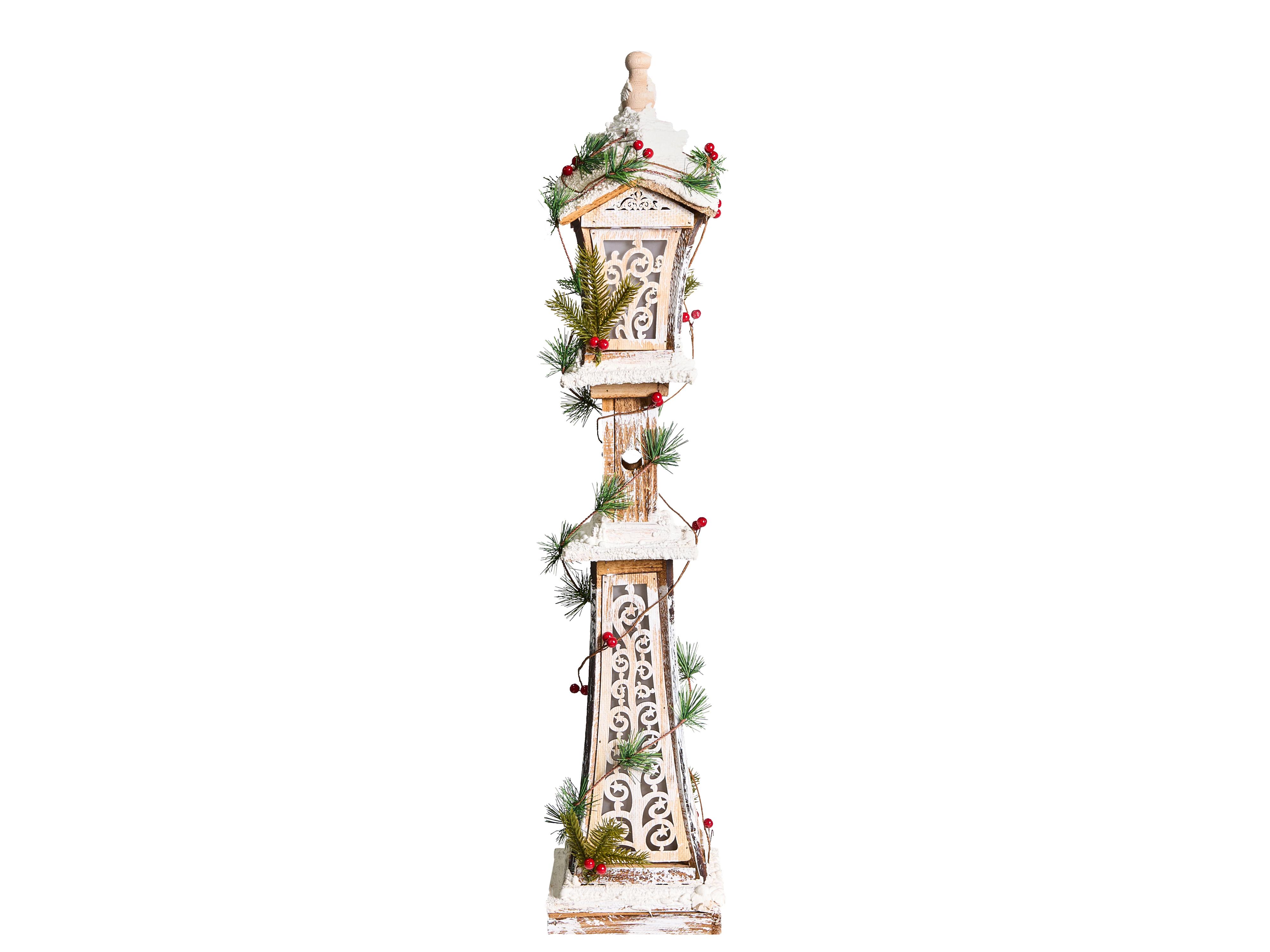 Kerstdecoratie LED LIESVESI Kerstlantaarnpaal 80 cm Lichtbruin