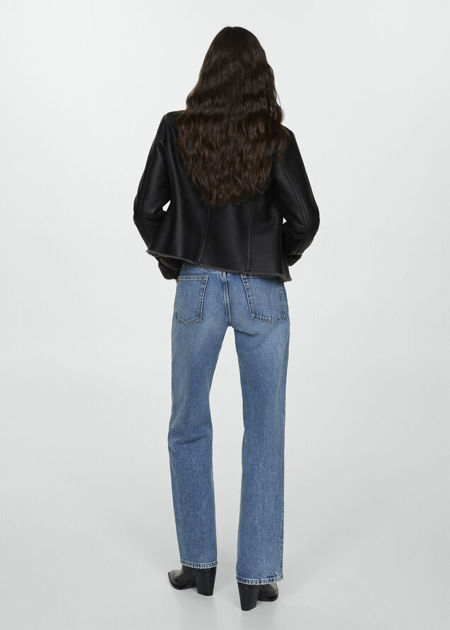 MANGO Faux shearling-lined jacket Black