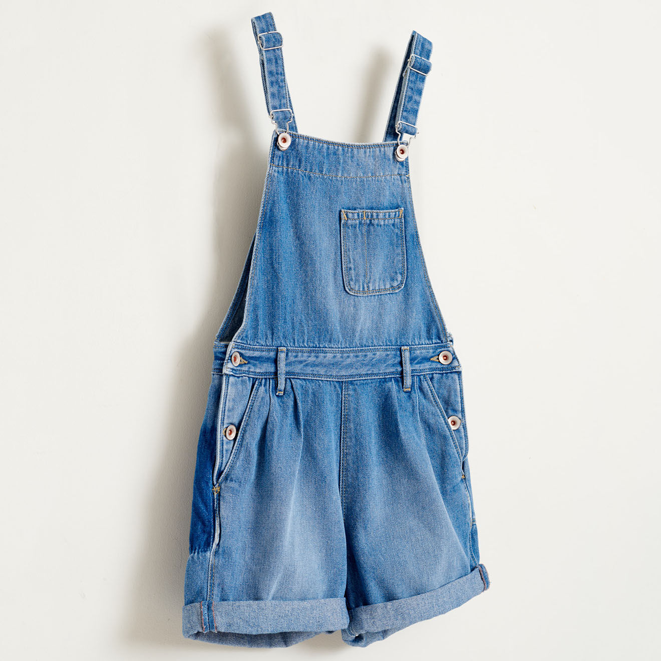 Bellerose Salopette short Pepina en Toile de coton bleu denim