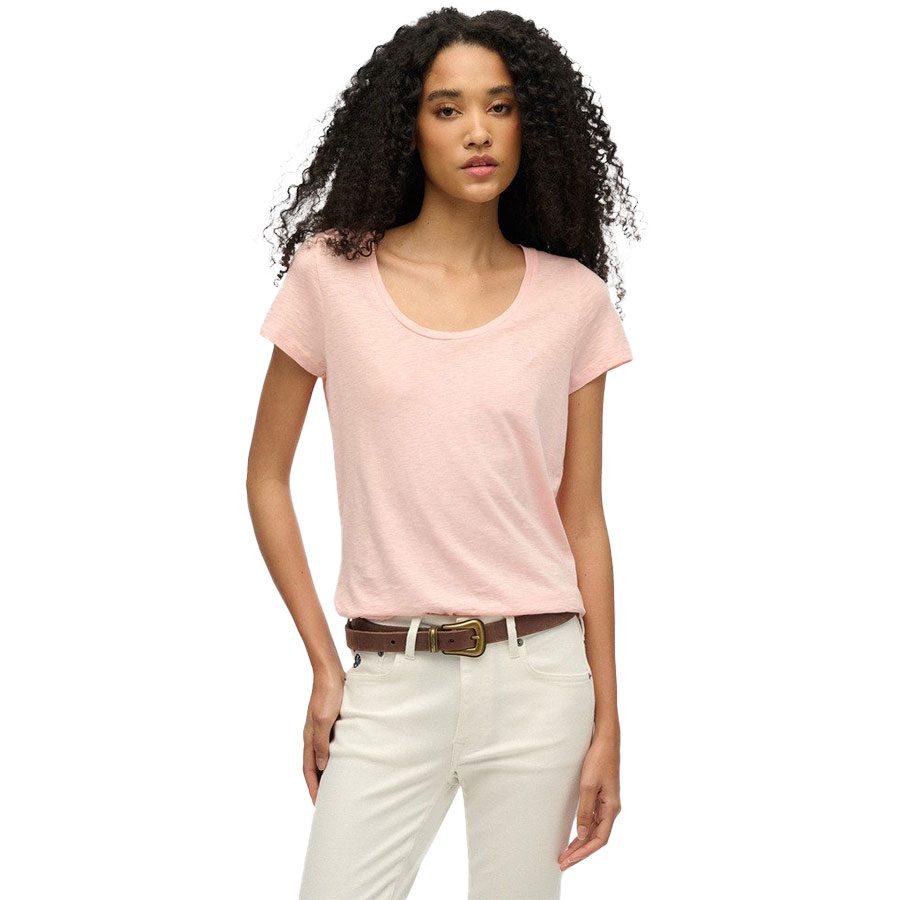 Superdry Scoop Neck T-Shirt Damen pale pink