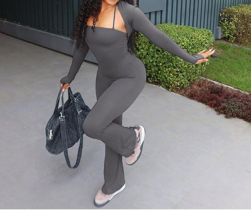 Weaveal - Set: Effen Shrug + Halter Effen Slim Fit Jumpsuit