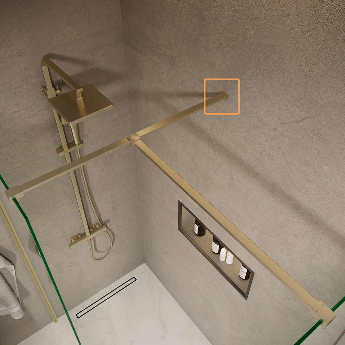 Saniclear Redro muur bevestiging geborsteld messing - mat goud