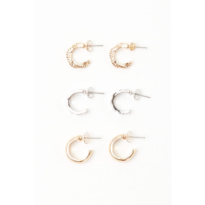 Veritas-Set 3 paar oorbellen hoops mini