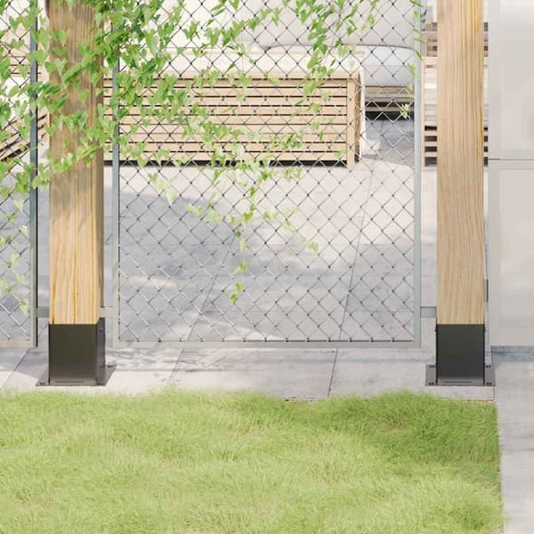 vidaXL Stolpebunner firkantet 4 stk 121x121 mm pulverlakkert stål