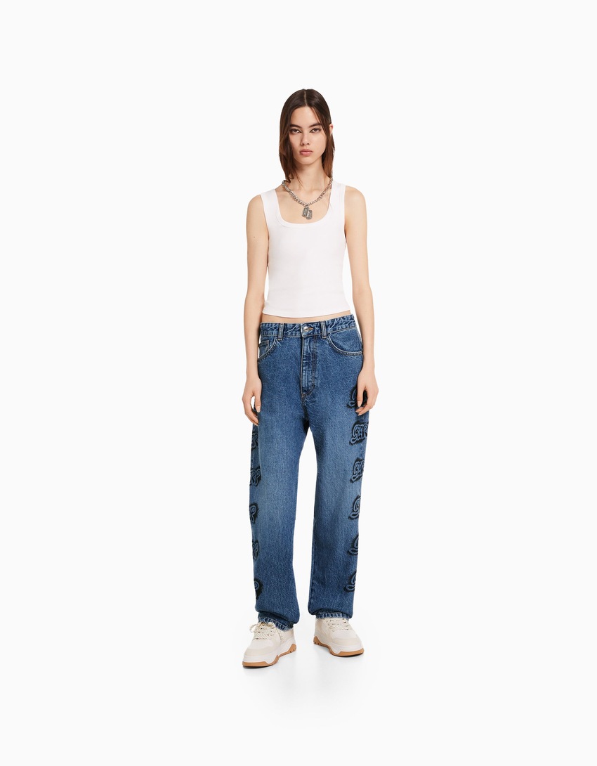 Calça jeans de perna larga BERSHKA ft. BIZARRAP