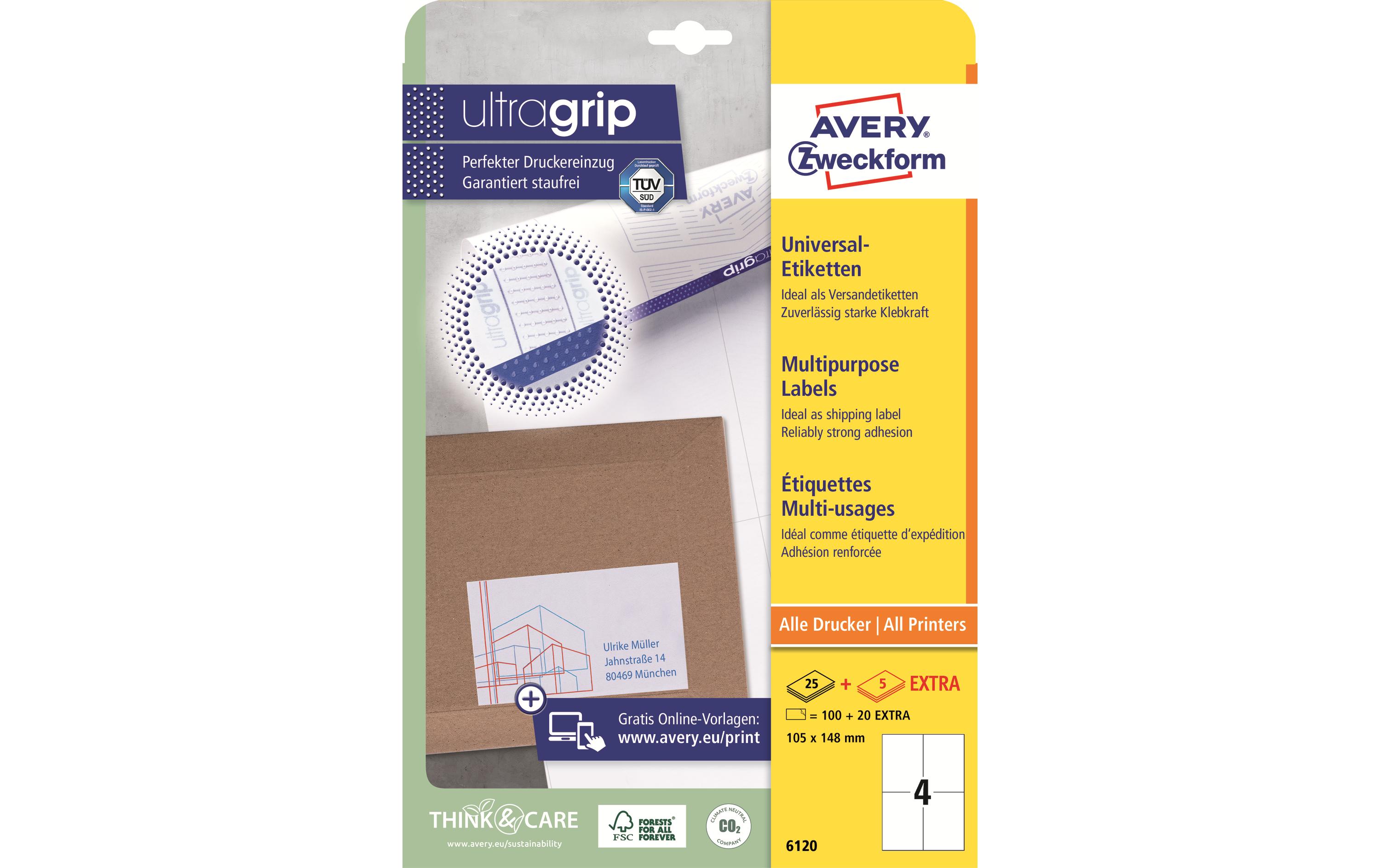 Universal-Etiketten 6120 105 x 148 mm, 30 BlattWeisse Aufkleber, permanent haftend