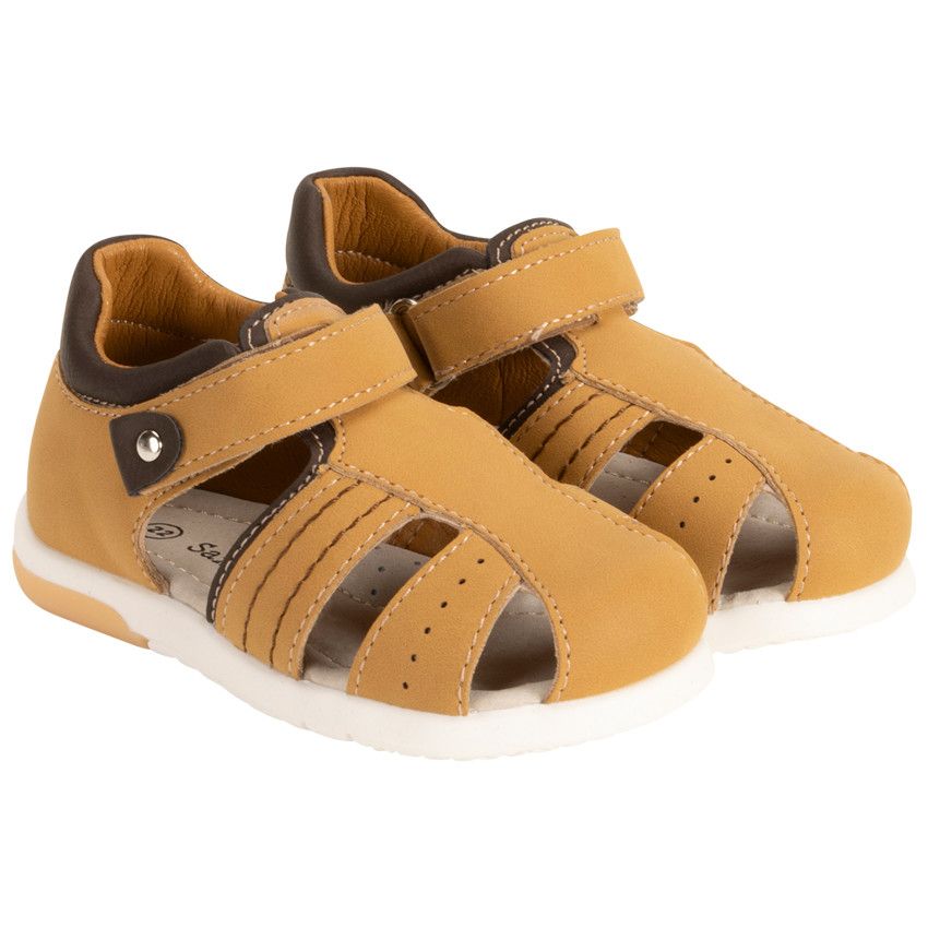 Sandales velcro avec perforations pour bébé garçon - Camel
