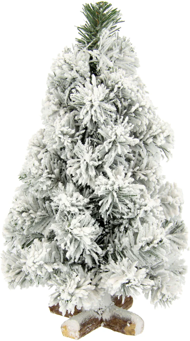 I.GE.A. Dekobaum »Weihnachtsdeko, Weihnachtsbaum« Tannenbaum auf Holzfuss mit Kunstschnee 38 cm