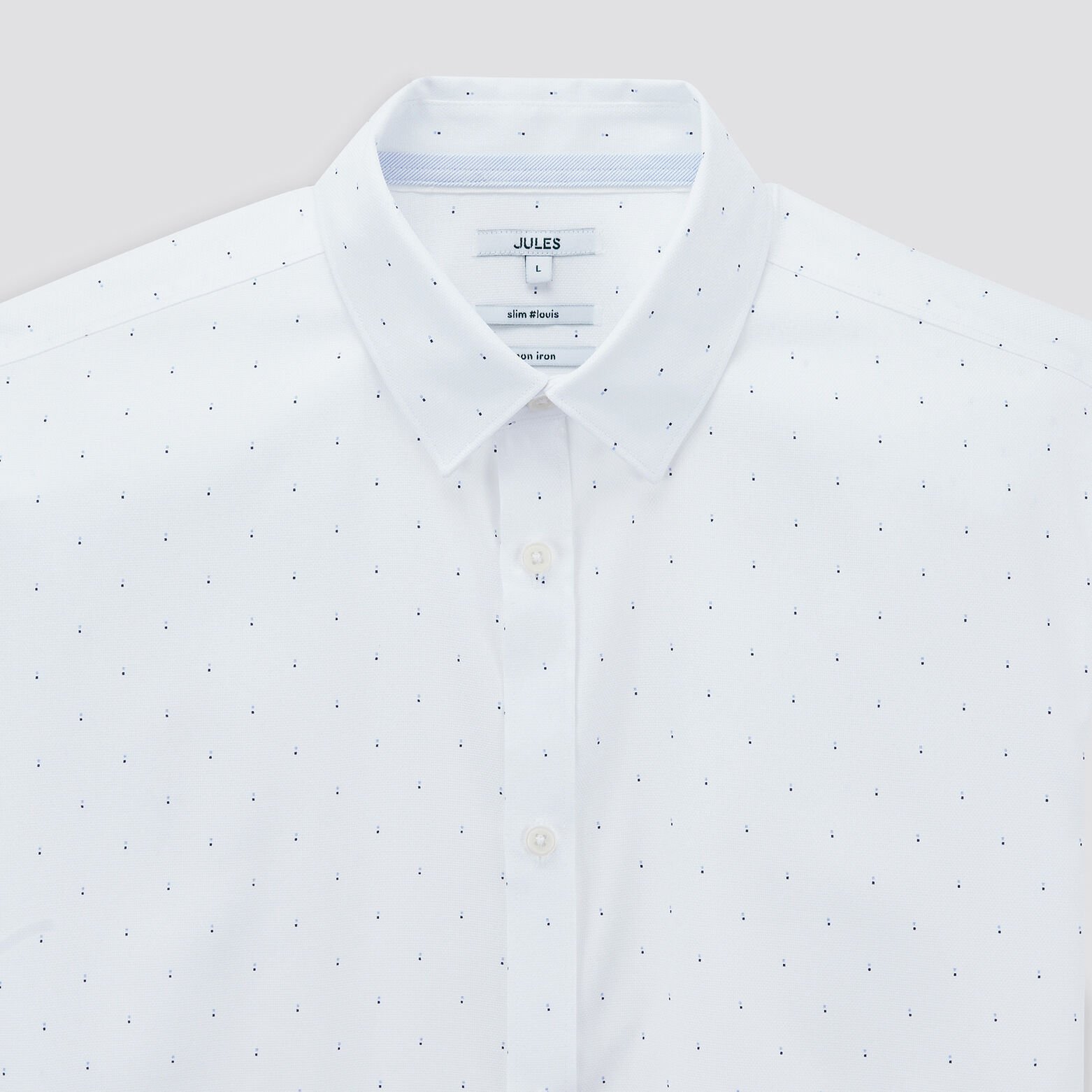 Chemise slim sans repassage imprimé micro géo coto Blanc