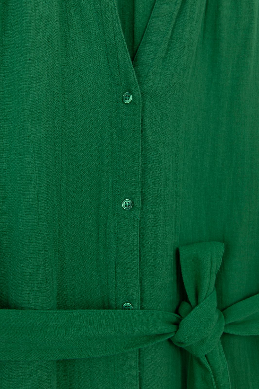 Groene mousseline midi jurk met riem