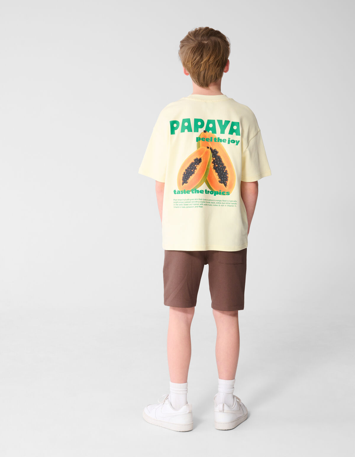 Papaya Artwork T-shirt Lichtgeel