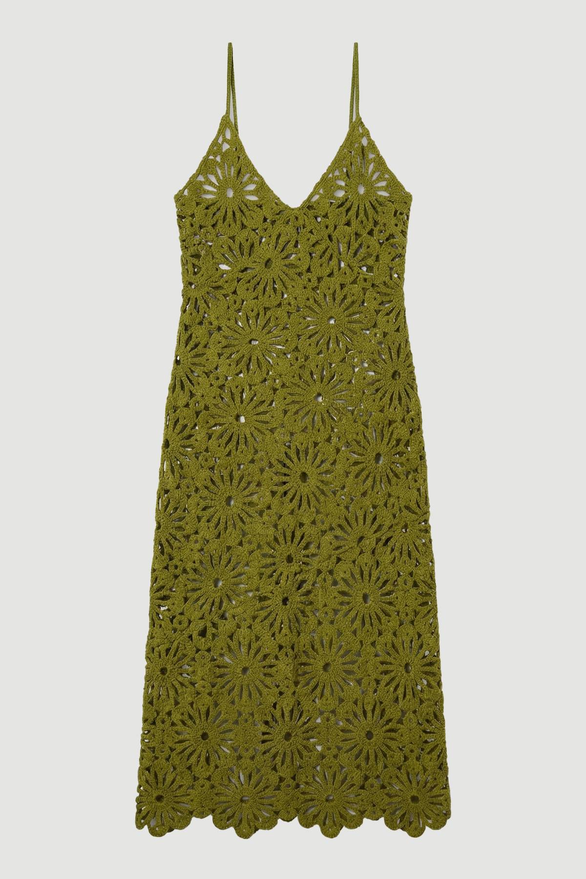 KarenMillen Robe Maxi de Plage Tissée au Crochet Floral