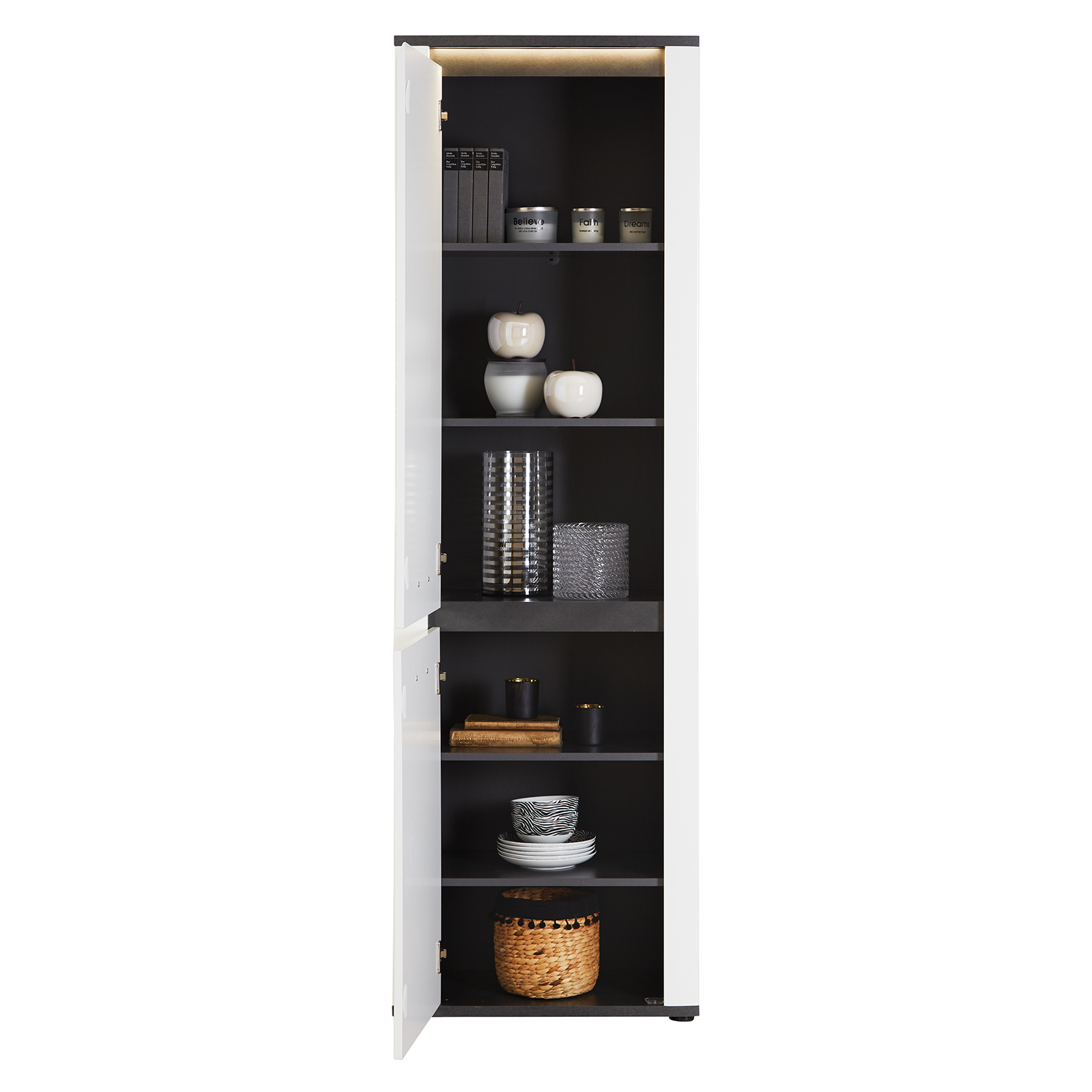 Luca Bessoni Mehrzweckschrank ALASSIO - weiß Hochglanz - 62 cm