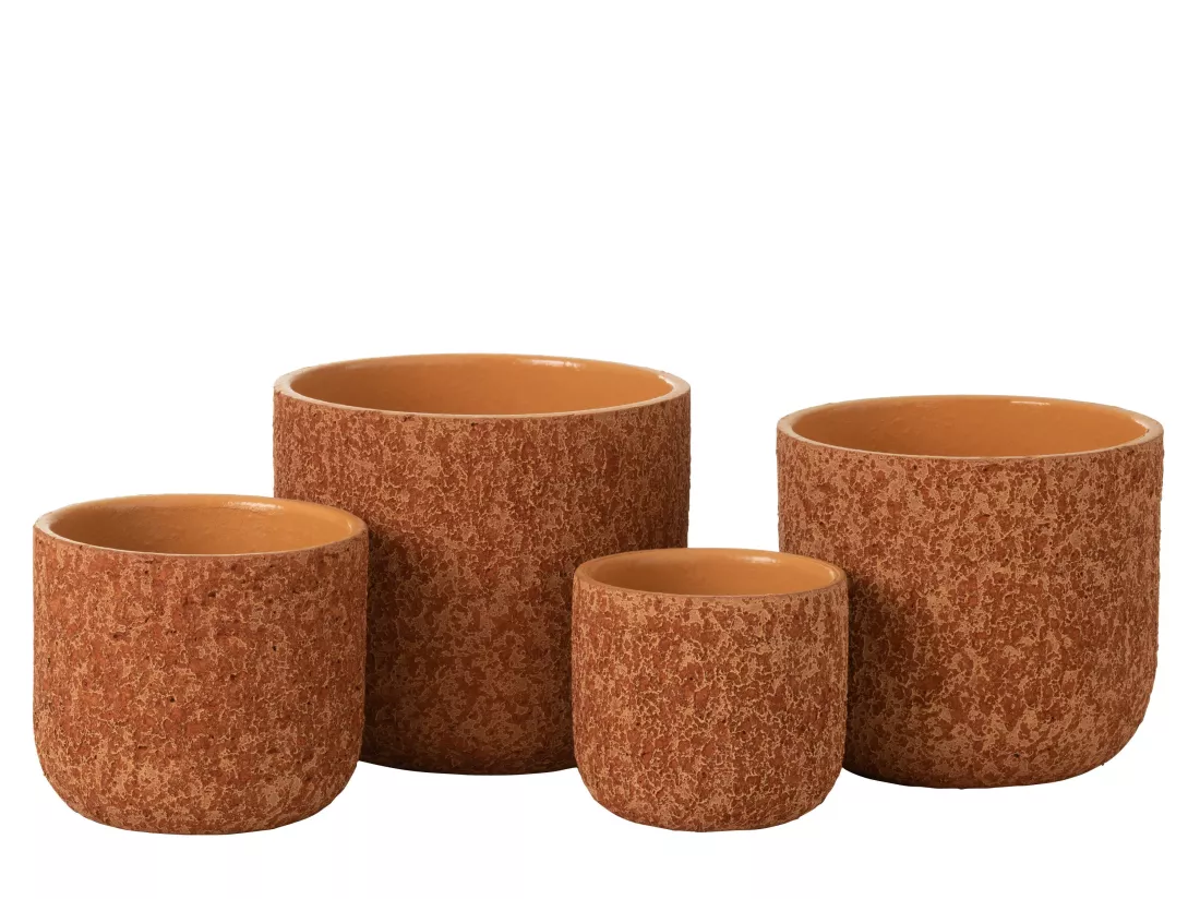 Cachepot rugueux ceramique terracotta x-large 25x25x23cm