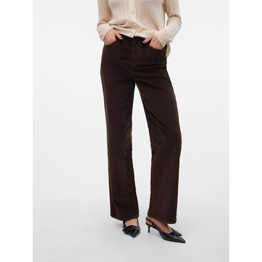 Vero Moda Tessa Højtaljede Corduroy Bukser, Chocolate Torte, W30/L32