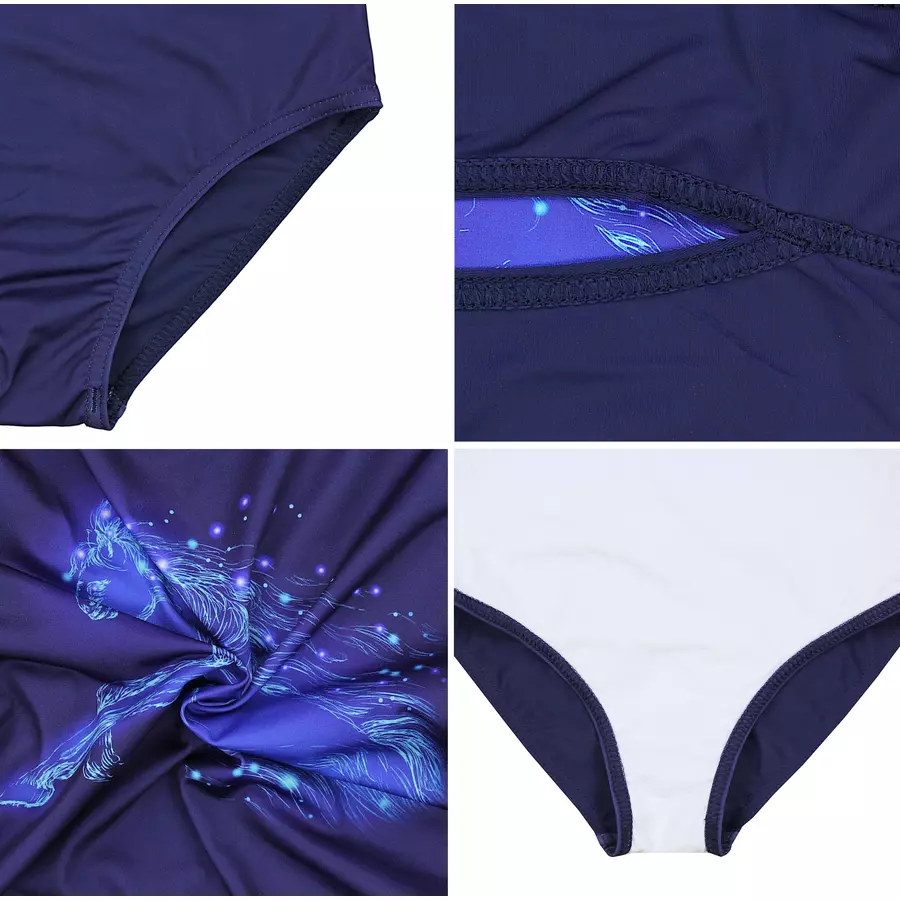 Aquarti Mädchen Badeanzug mit Ringerrücken Print blau Modell 3