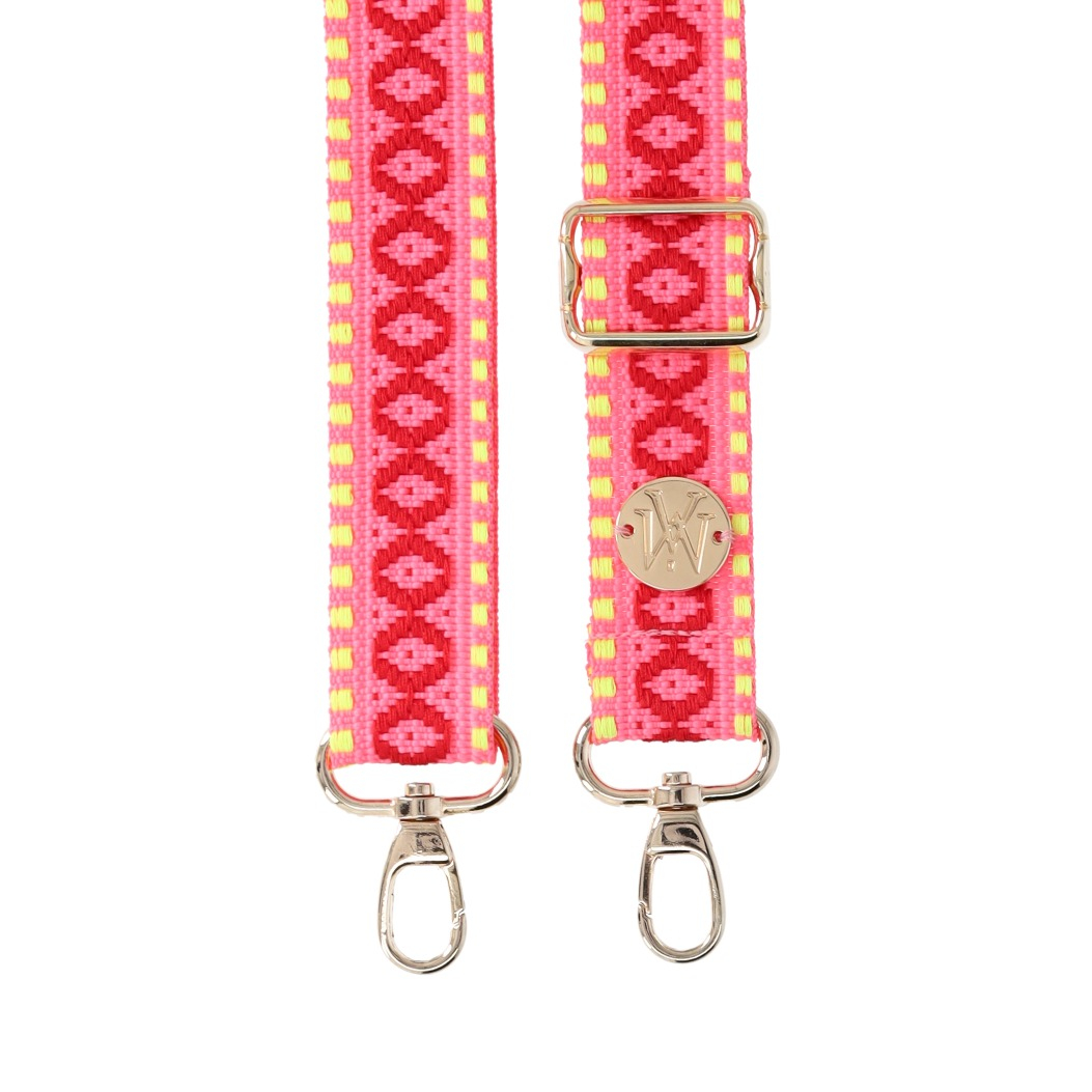 Handyband Handgemachtes Umhängeband für Handyhüllen Indian Gold - Base Fluo Pink / Red / Fluo Yellow Assos