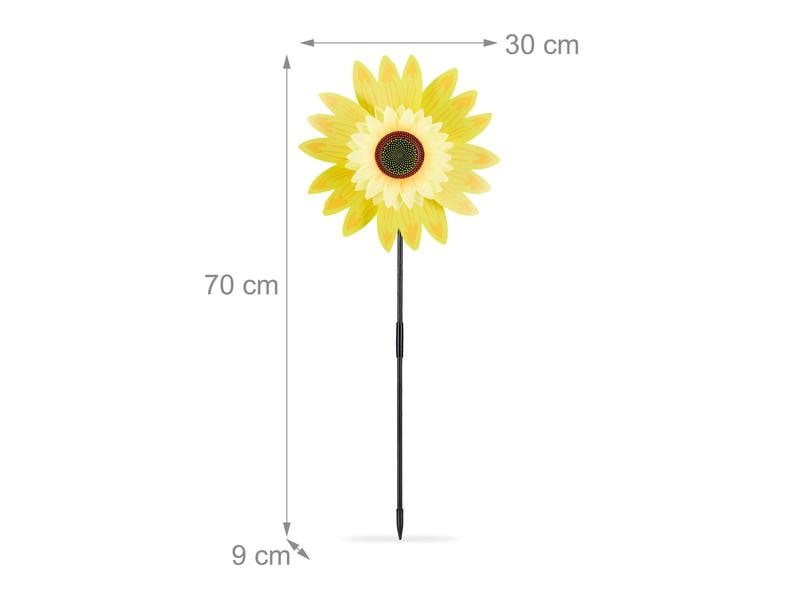 relaxdays Windrad Sonnenblume 70 cm Windmühle-Blume