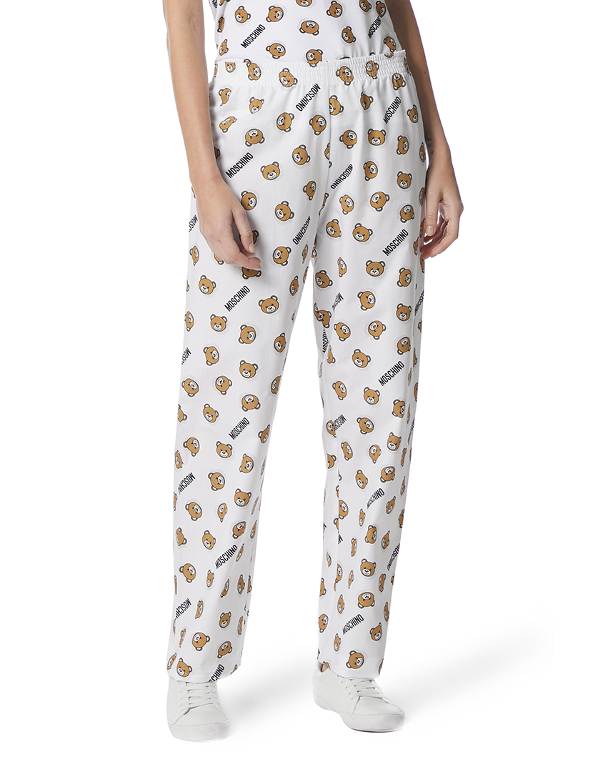 Ladies' White Pajama Pants with Print