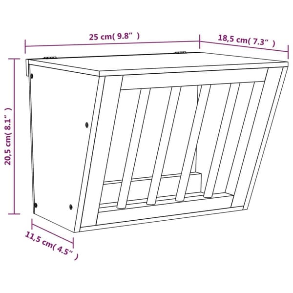 vidaXL Høymater for kanin 25x18,5x20,5 cm heltre gran