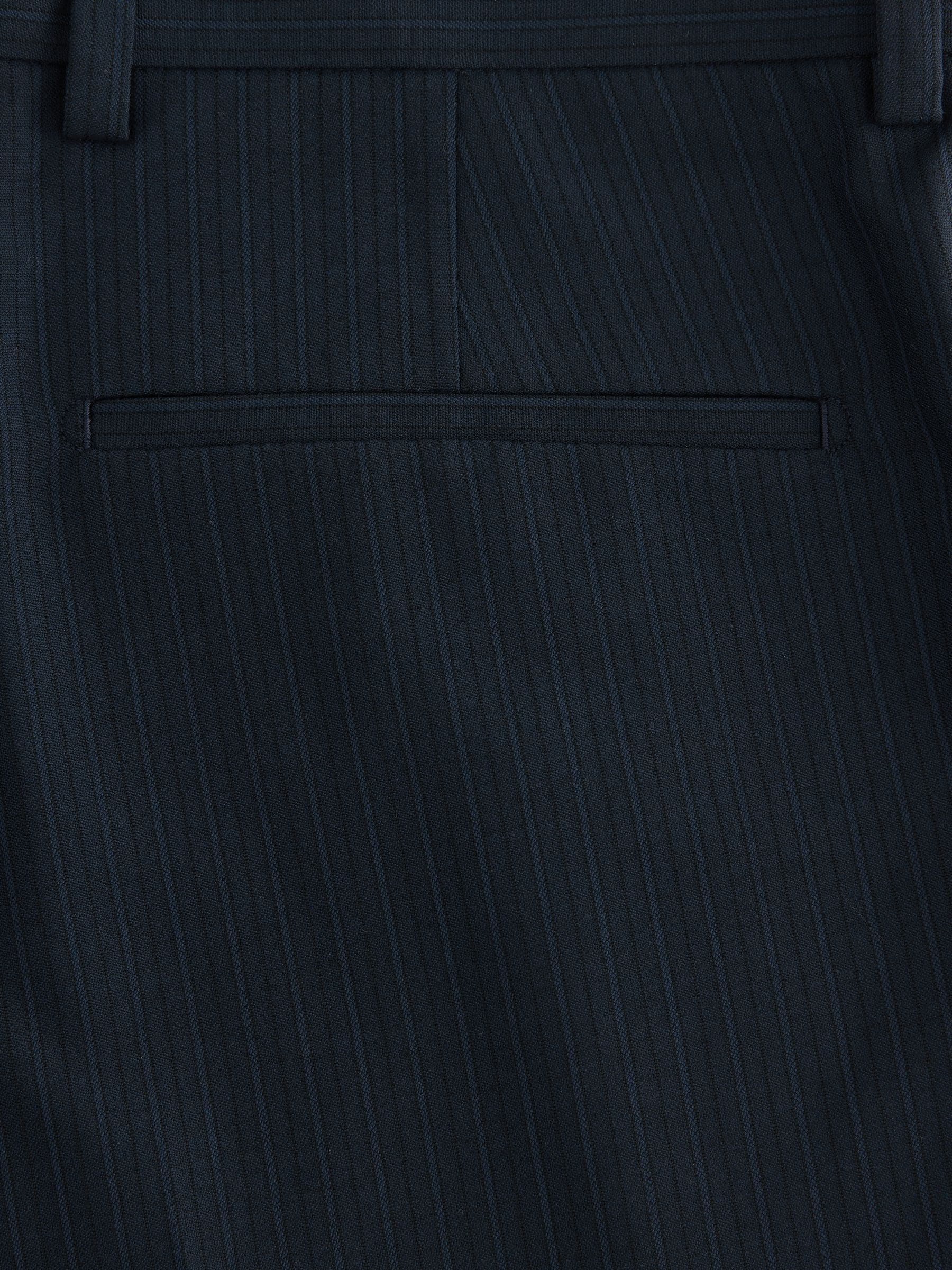 Donkerblauw - Slim-fit gestreepte kostuumbroek