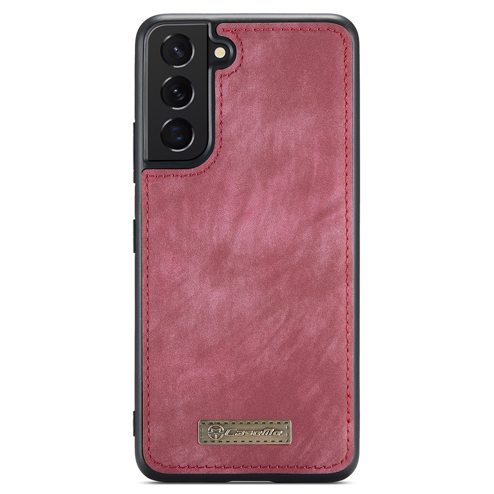Samsung Galaxy S22 5G 2in1 Leder Tasche   Magnet Hardcase Karten Etui - Dunkelrot