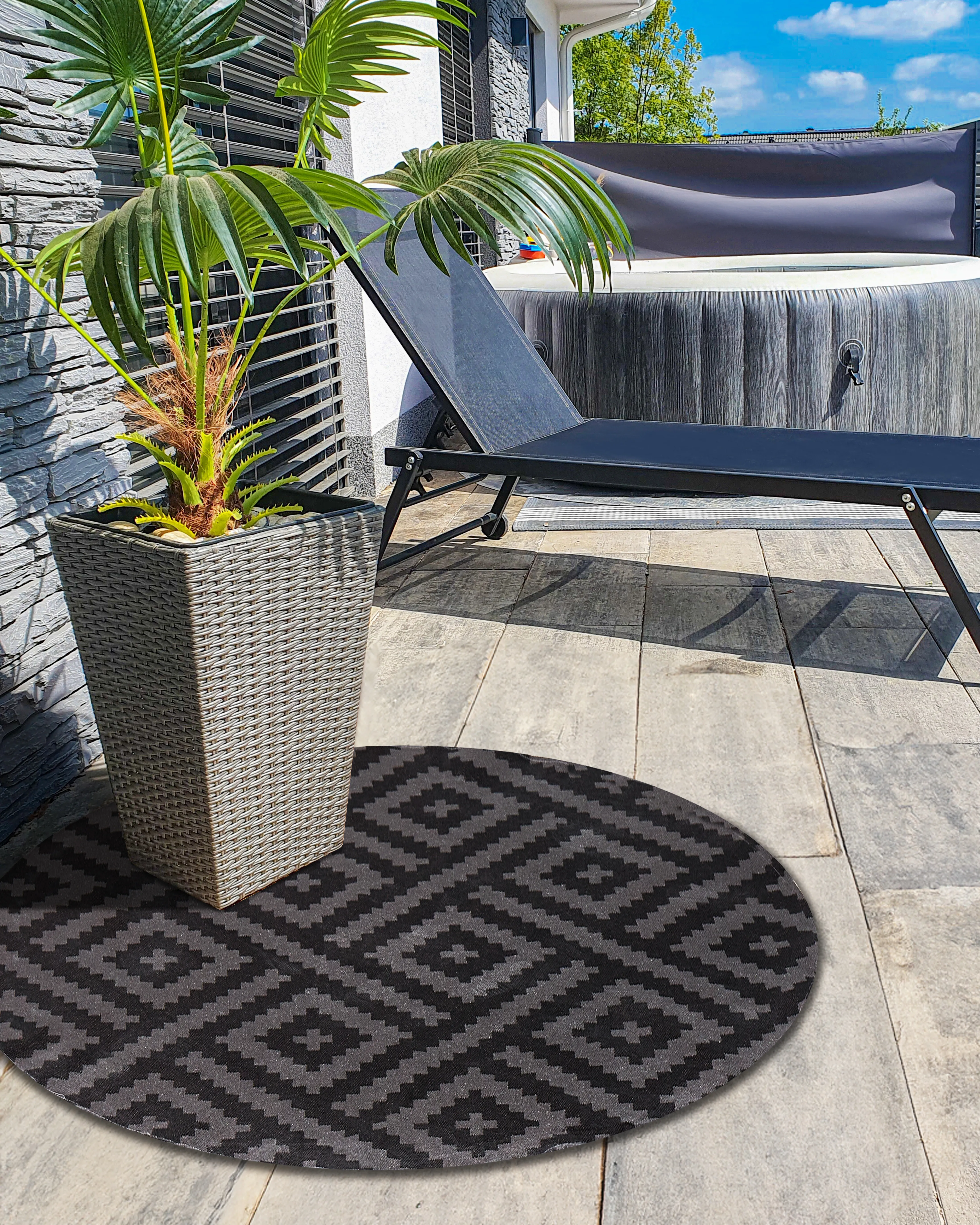 Tuintapijt AJMER Zwart ø 120 cm