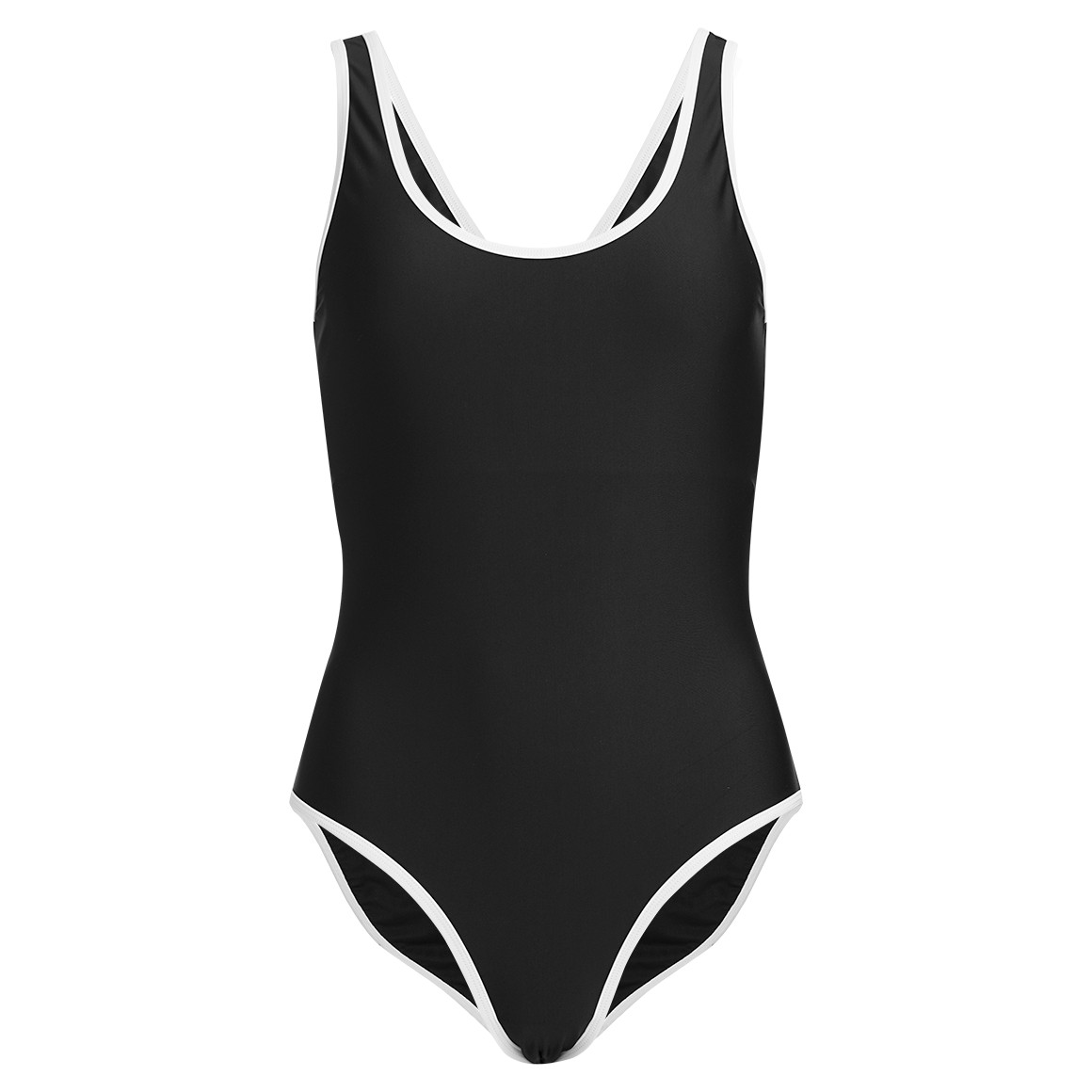 Gina Sports Damen Shape-Badeanzug mit Kontrastpaspel schwarz